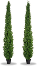 8FT Artificial Cedar Trees (2 Pack) – UV Resistant Outdoor Faux Evergreen Trees