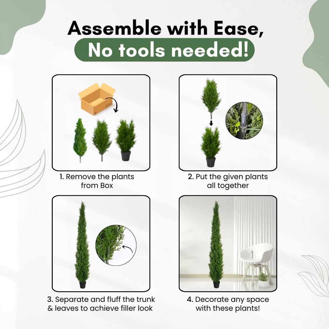 8FT Artificial Cedar Trees (2 Pack) – UV Resistant Outdoor Faux Evergreen Trees