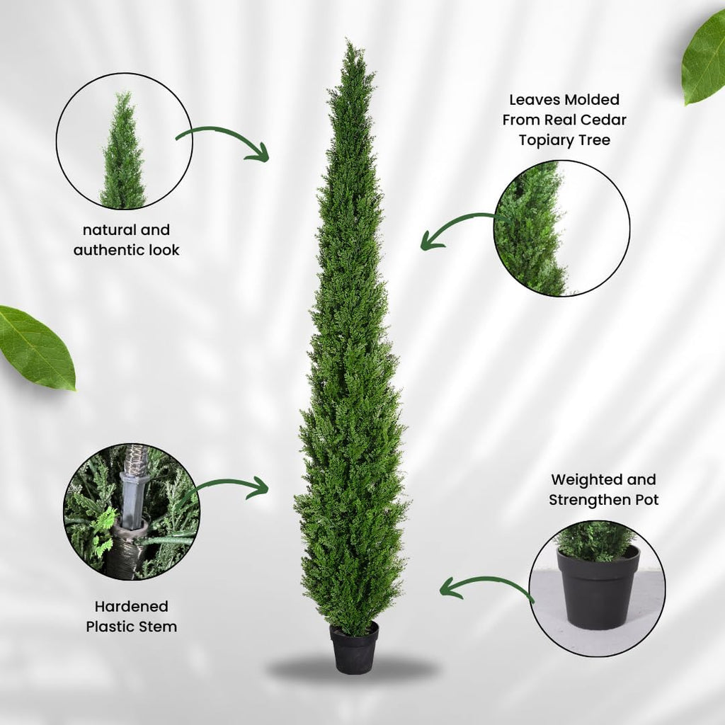 8FT Artificial Cedar Trees (2 Pack) – UV Resistant Outdoor Faux Evergreen Trees