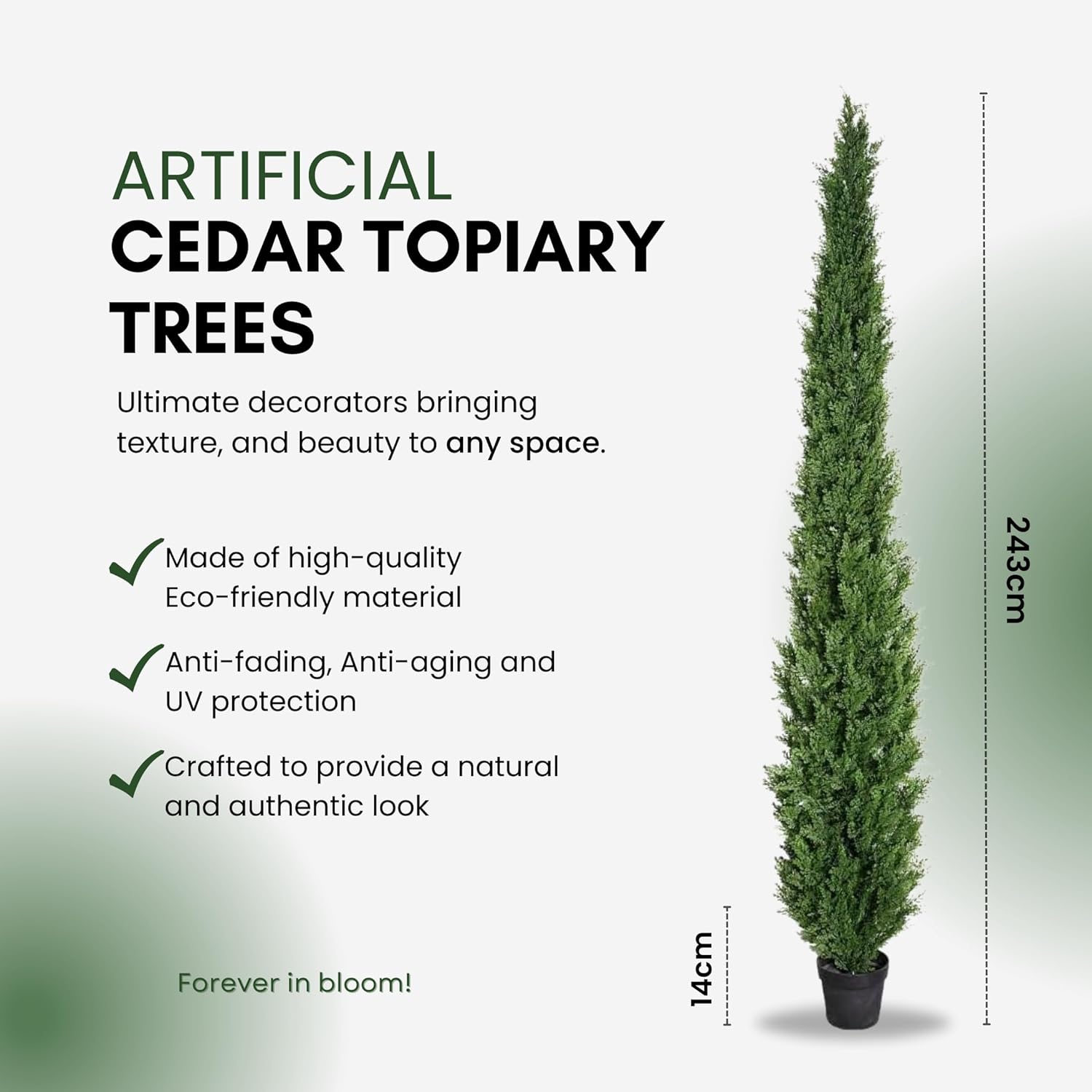 8FT Artificial Cedar Trees (2 Pack) – UV Resistant Outdoor Faux Evergreen Trees
