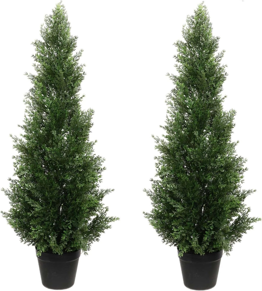 8FT Artificial Cedar Trees (2 Pack) – UV Resistant Outdoor Faux Evergreen Trees