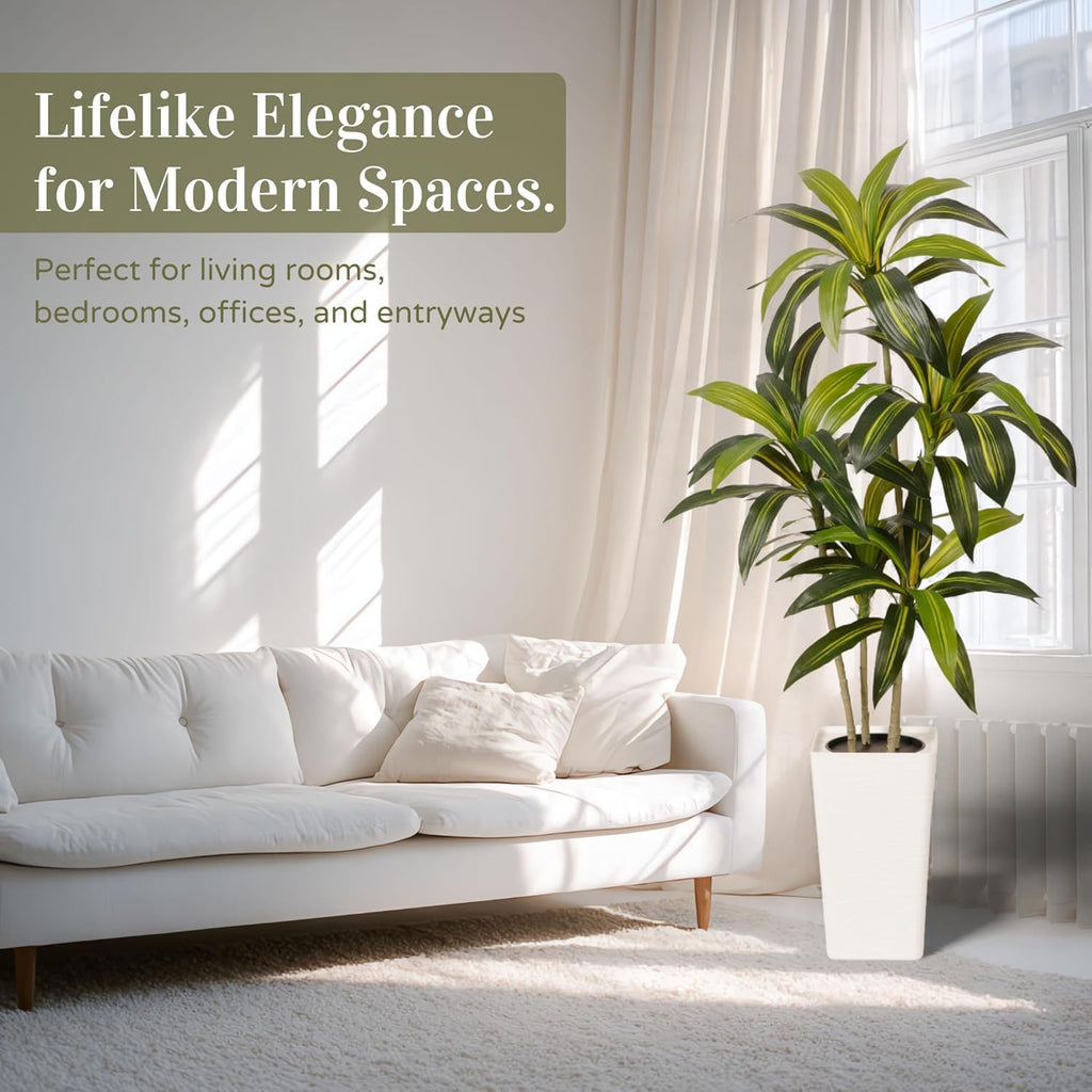 5FT Artificial Dracaena Tree – Realistic Faux Indoor Floor Plant for Home & Office Decor
