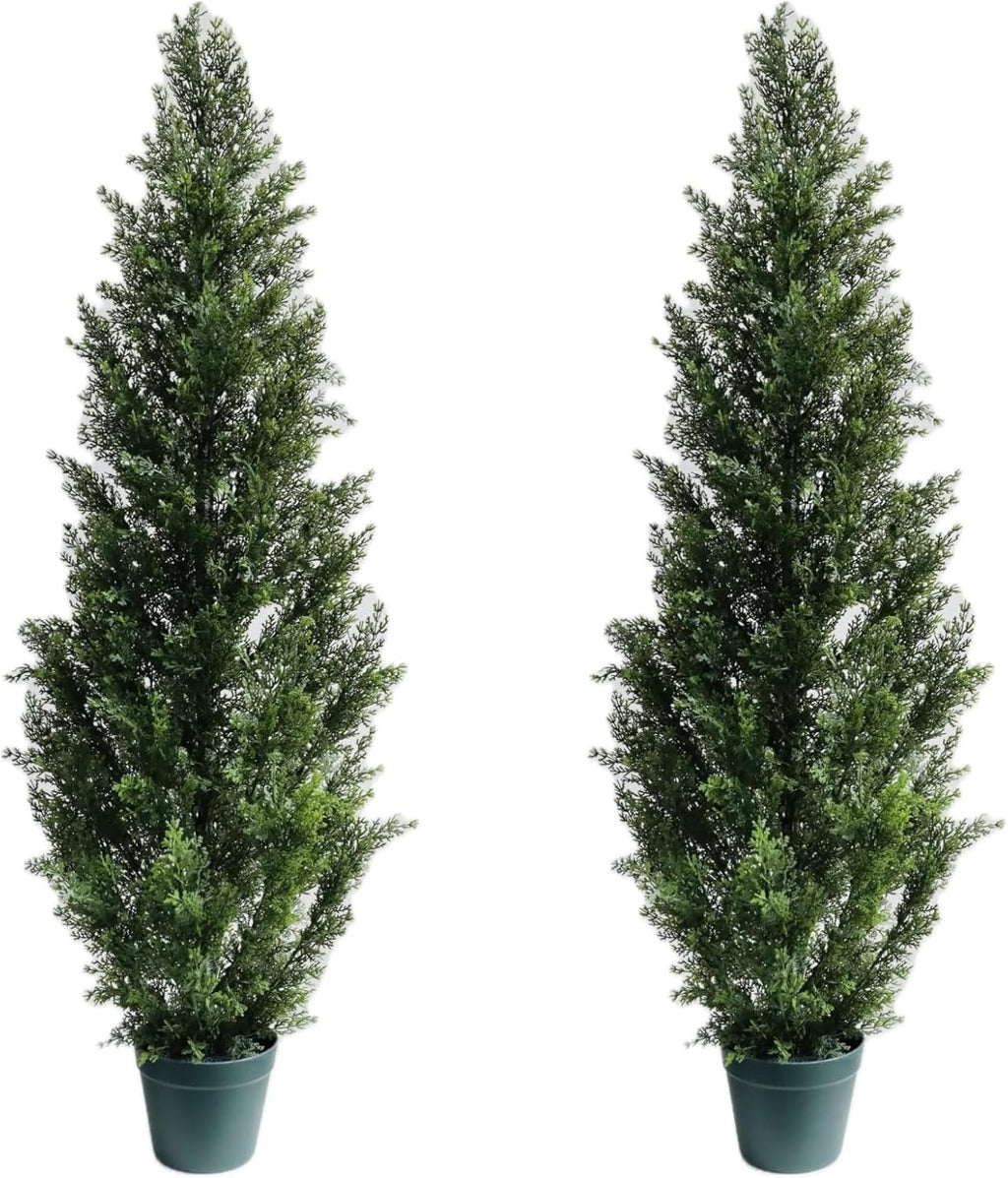 8FT Artificial Cedar Trees (2 Pack) – UV Resistant Outdoor Faux Evergreen Trees