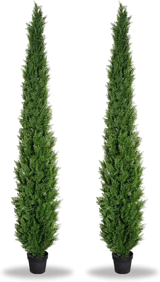 8 Feet Pre-Potted Evergreen Outdoor Artificial Cedar Tree